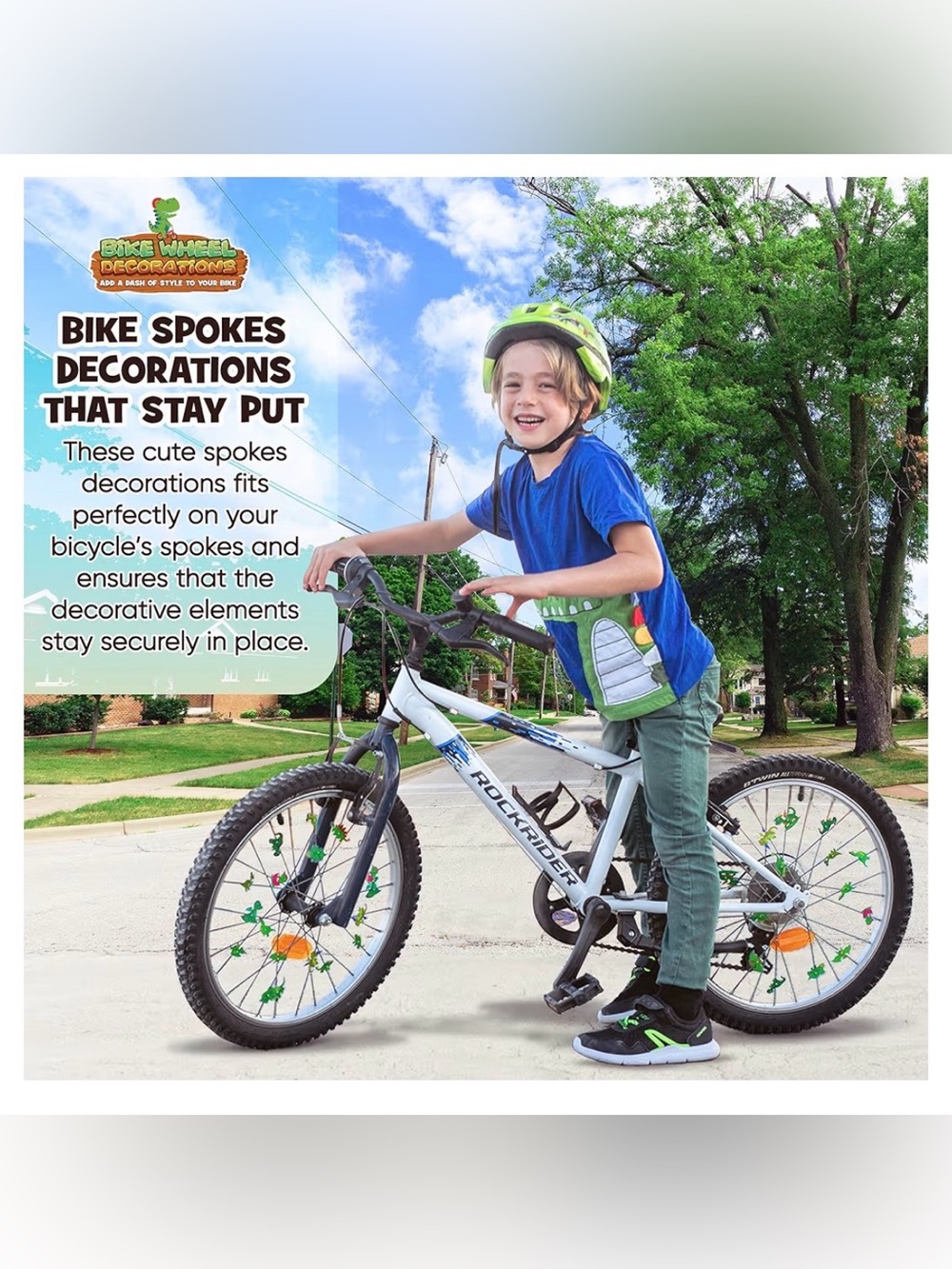 Dinosaur Theme 36 Pcs Wheely Bikes Kids Bike Spoke Decorations Charms NWT - Picture 7 of 9